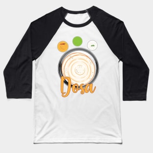 Masala Dosa Idli Churtney on Banana Leaf Indian Food Baseball T-Shirt